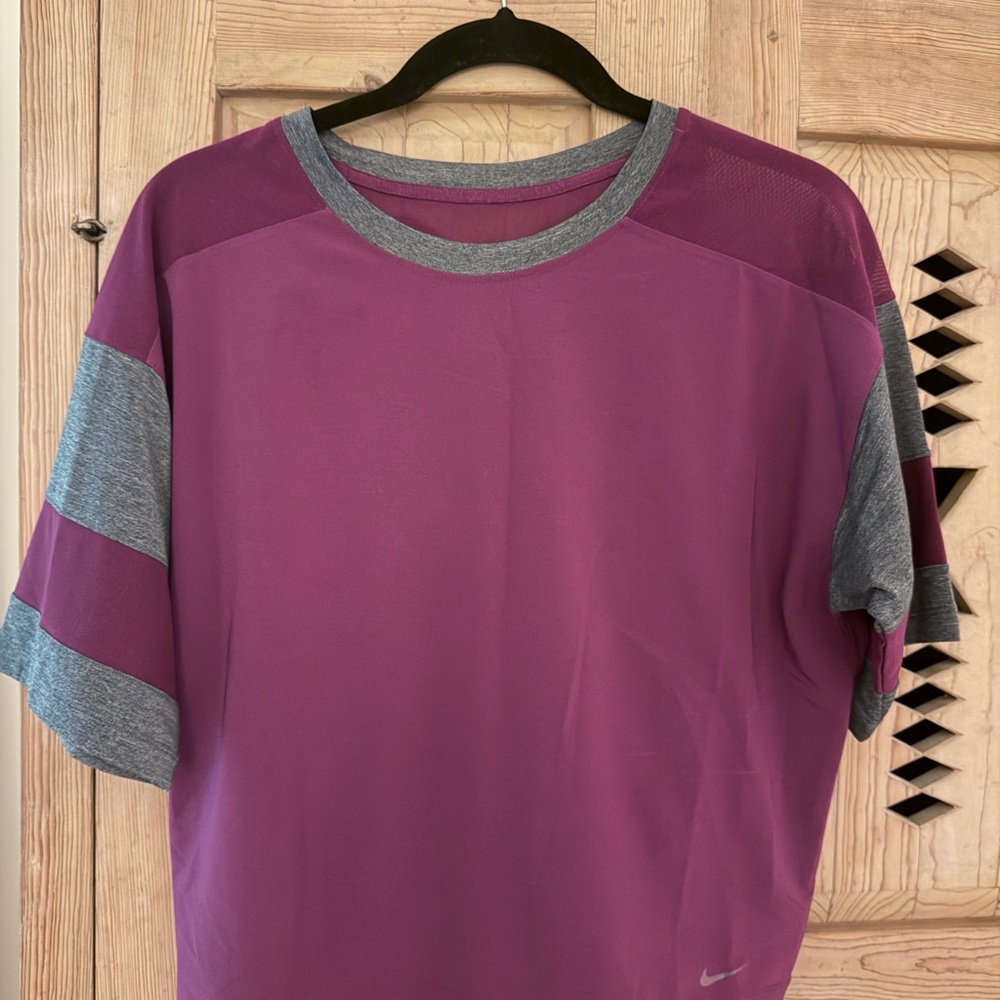 Nike Short Sleeve Performance Tee - Plum with Gray Trim